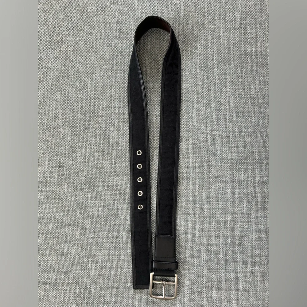 Coach C Black Canvas Leather Belt Size Small